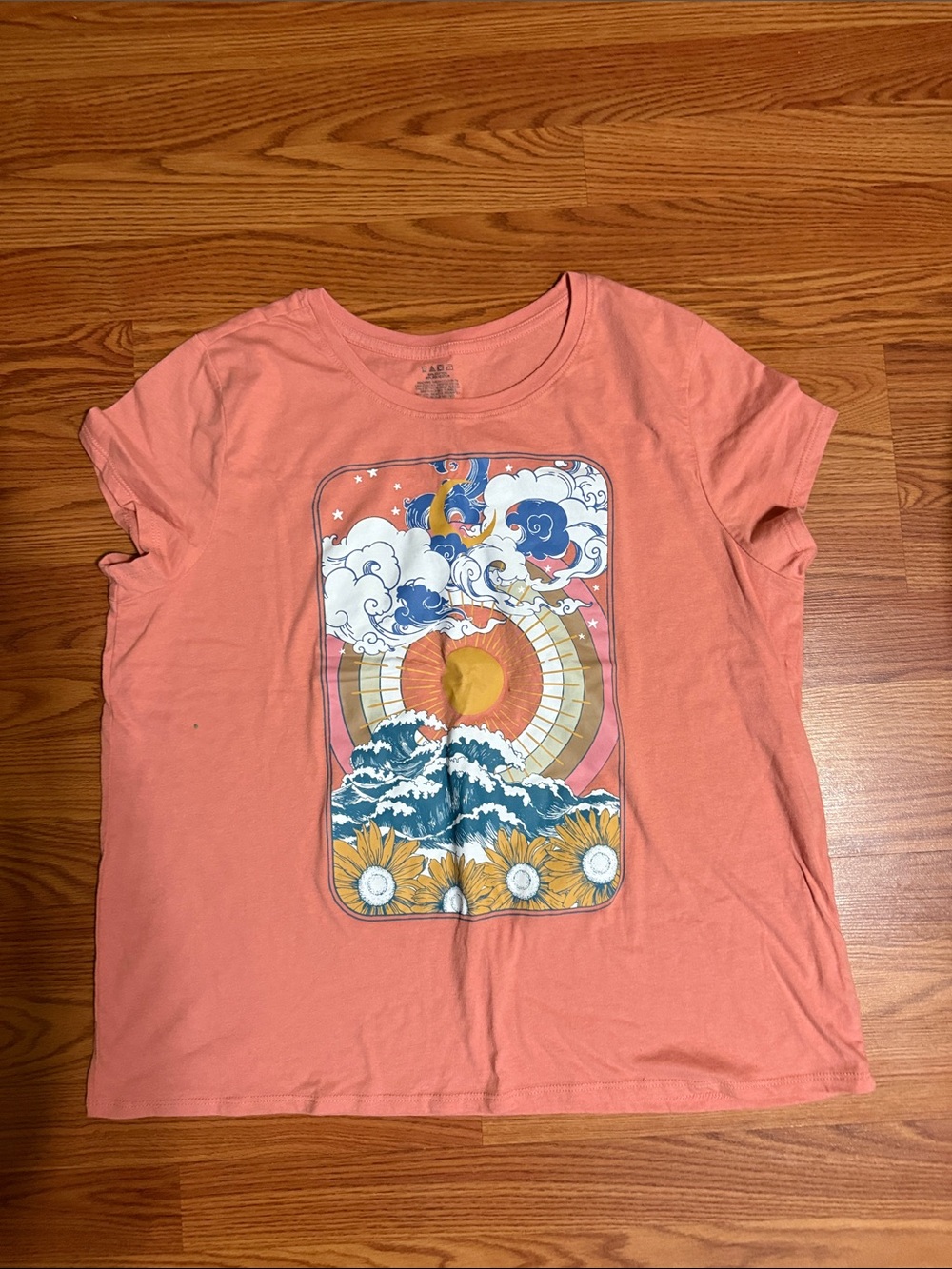 Women’s Graphic Tee - Coral Sunflower Print